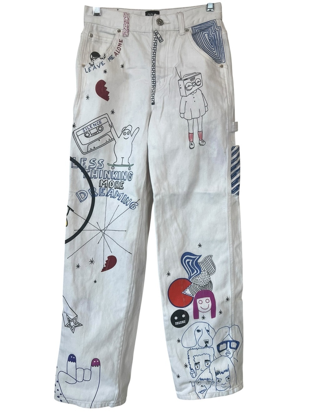 BDG Urban Outfitters High Rise Ivory Doodle Carpenter Jeans